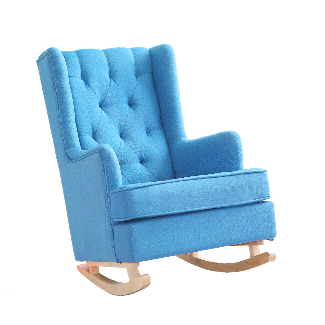 Levede Rocking Chair Chairs Armchair Fabric Lounge Recliner Feeding Rocker Blue