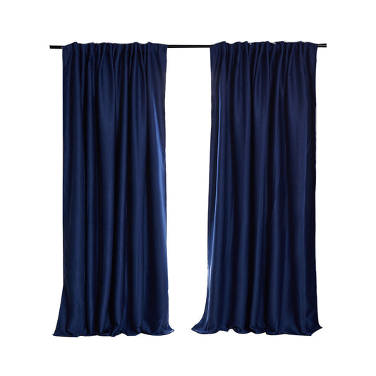 2X Blockout Curtains 240cm x 230cm- Navy 
