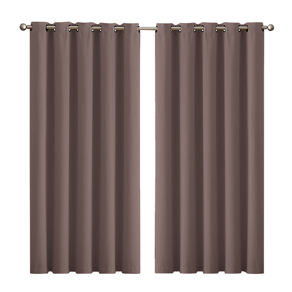  3 Layers Eyelet Blockout Curtains 180x230cm Taupe