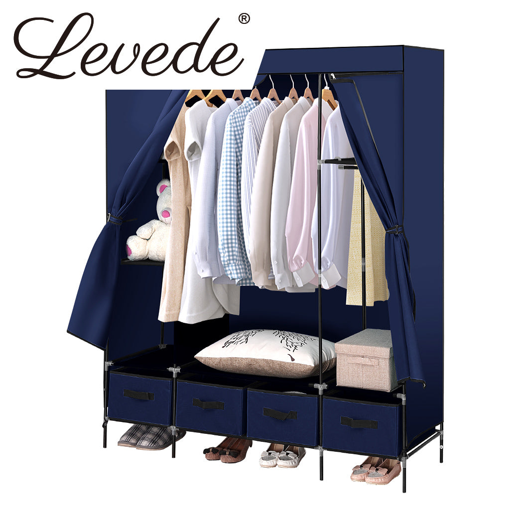 4 Drawer Portable Wardrobe Navy Blue 
