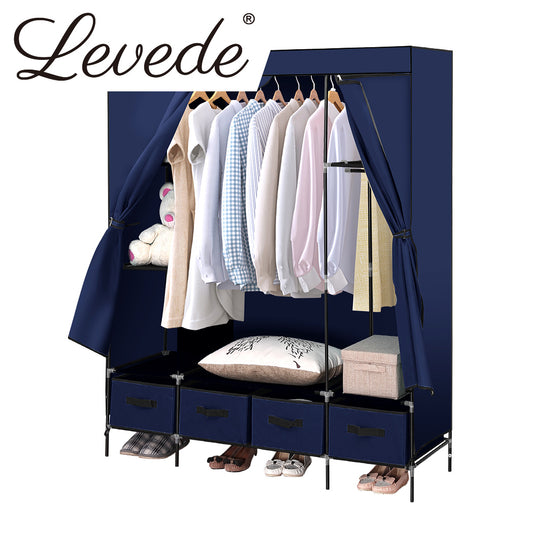 4 Drawer Portable Wardrobe Navy Blue 
