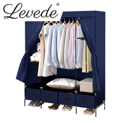 4 Drawer Portable Wardrobe Navy Blue 

