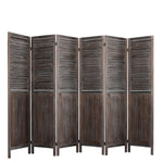 6 Panel Room Divider Folding Screen Privacy Dividers Stand Wood Brown