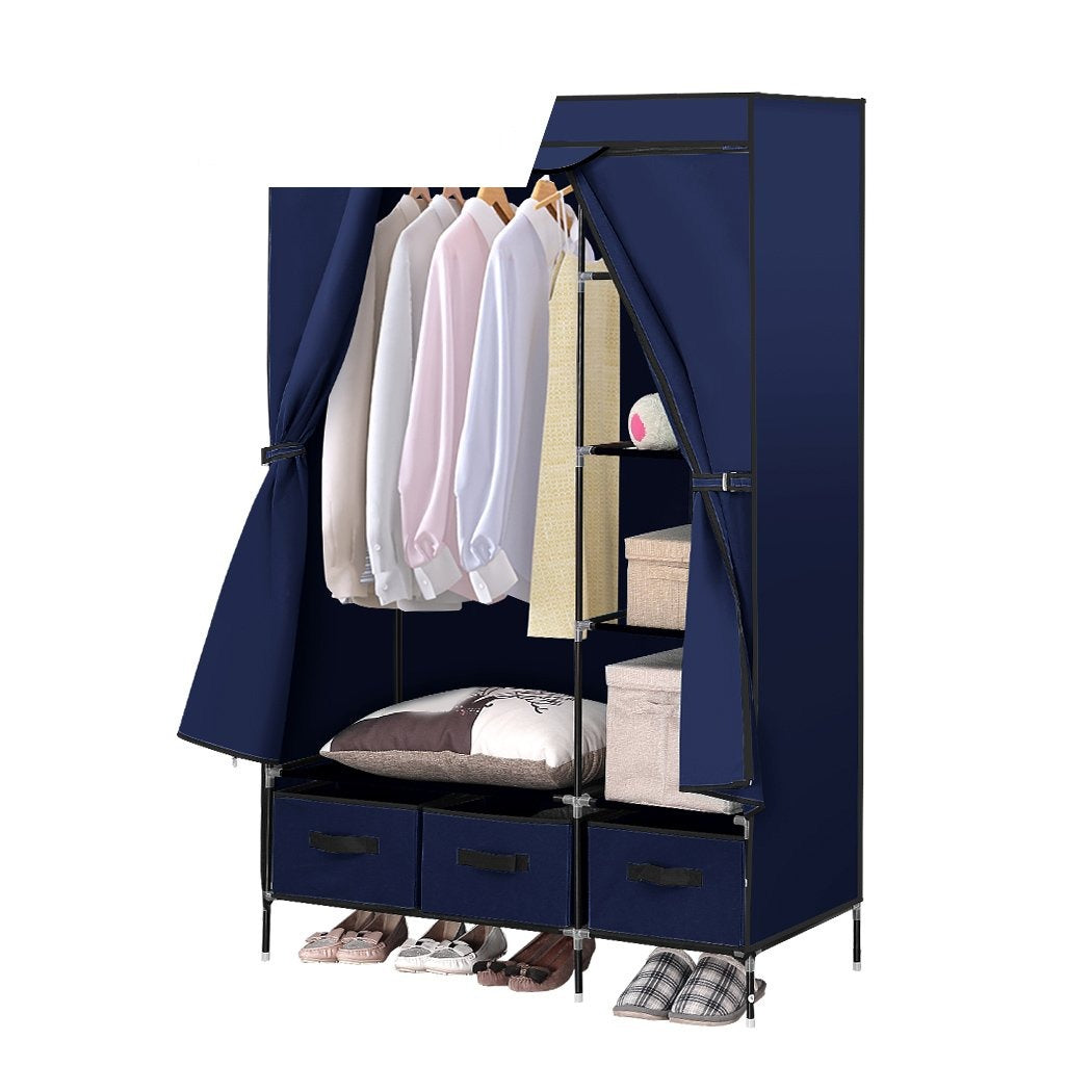 Portable Clothes Organiser Wardrobe Navy Blue 
