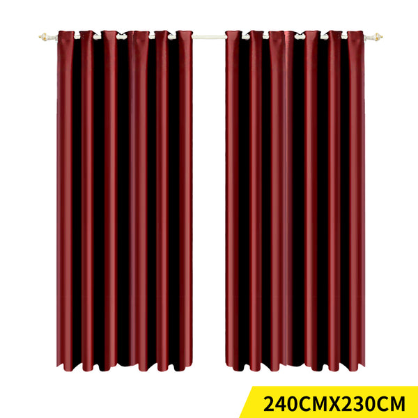  2x Blockout Curtains Panels 240x230cm