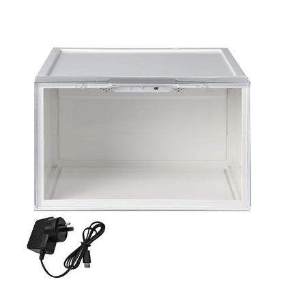 LED Voice Sneaker Display Case Lighted Shoe Storage Boxes Magnetic Black 1PC