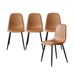 4x Dining Chairs Lounge Room Padded Seat PU Leather Brown/Grey