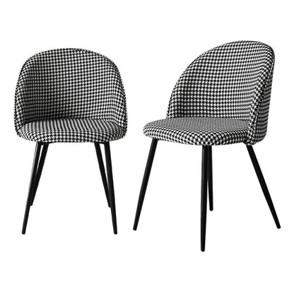 2x Dining Chairs Kitchen Cafe Lounge Chair-Black and white