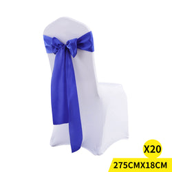 20x Satin Chair Sashes Table Runner Blue