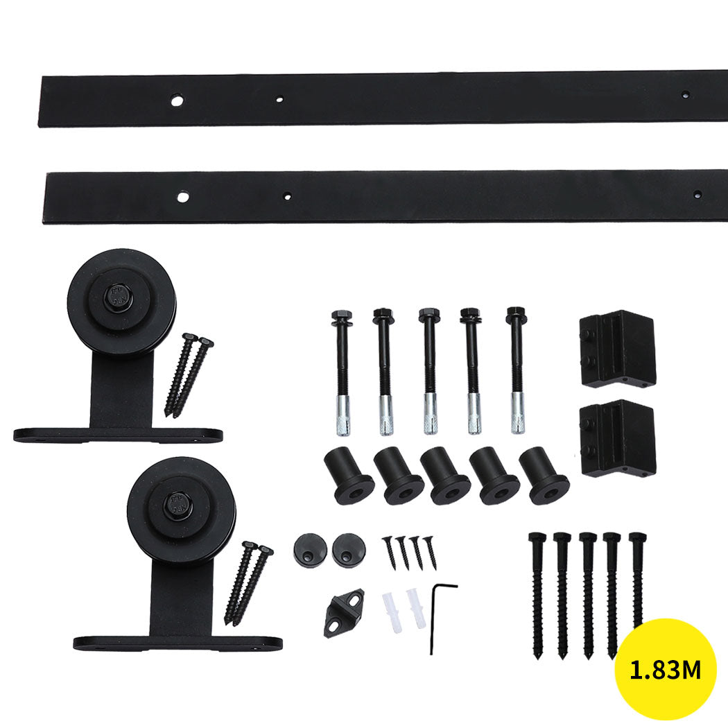1.83M Antique Classic Style Single Sliding Barn Door Hardware Track Roller Kit