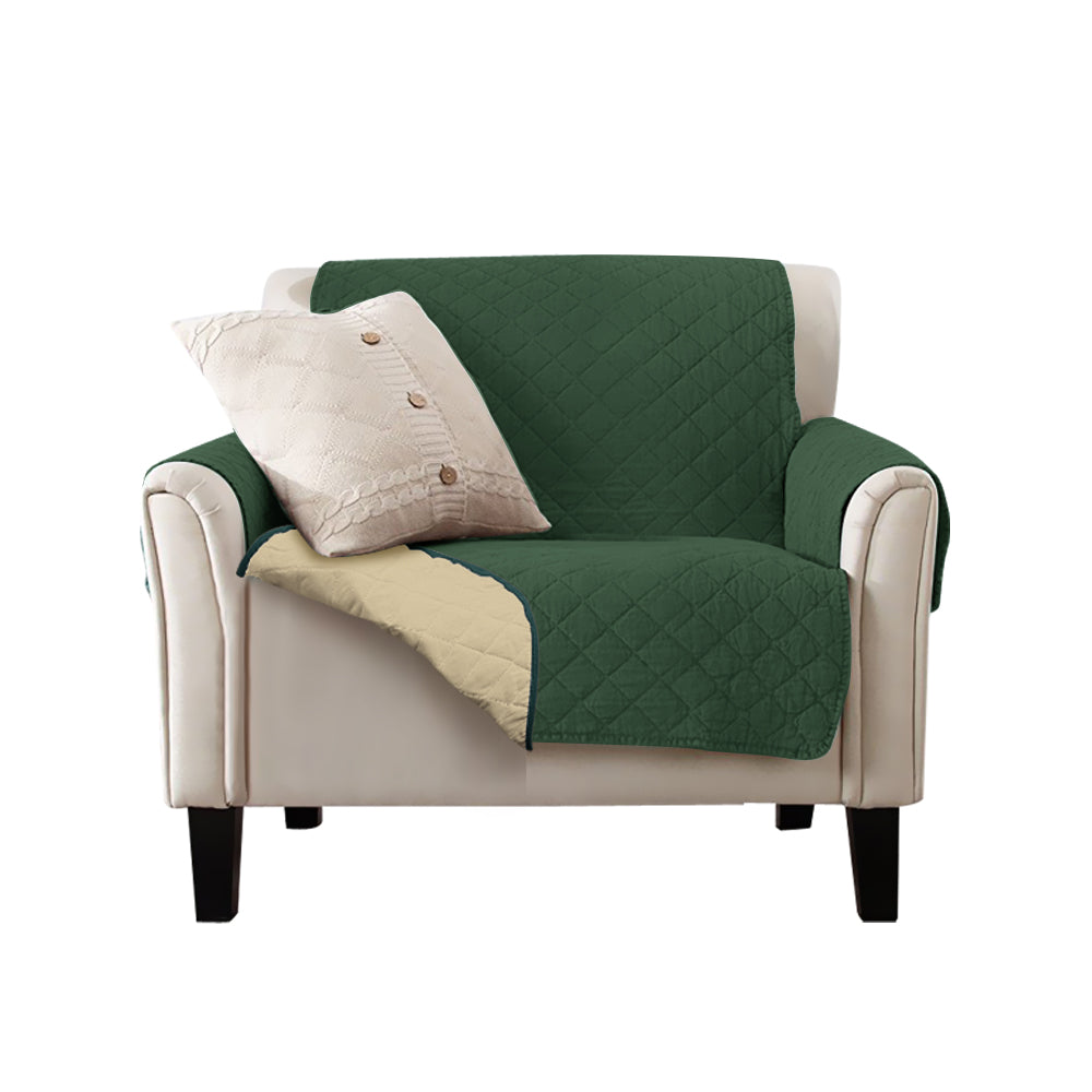 Sofa Cover Couch Lounge Protector Quilted Slipcovers Waterproof Coffee and Khaki 165cm x 190cm