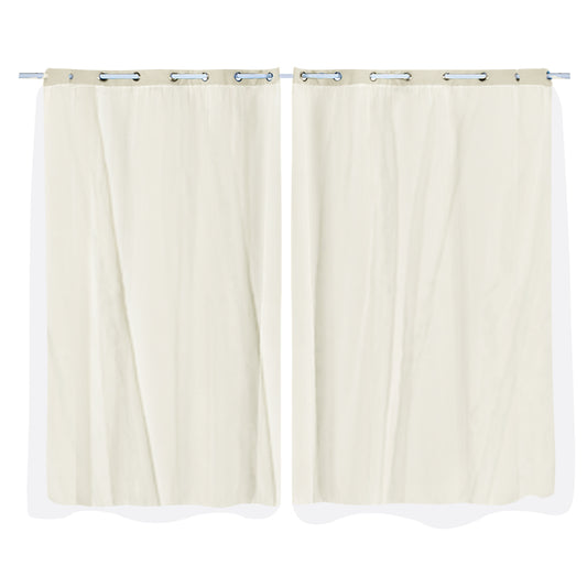 2x Blockout Curtains Panels 3 Layers with Gauze Room Darkening 140x244cm Sand