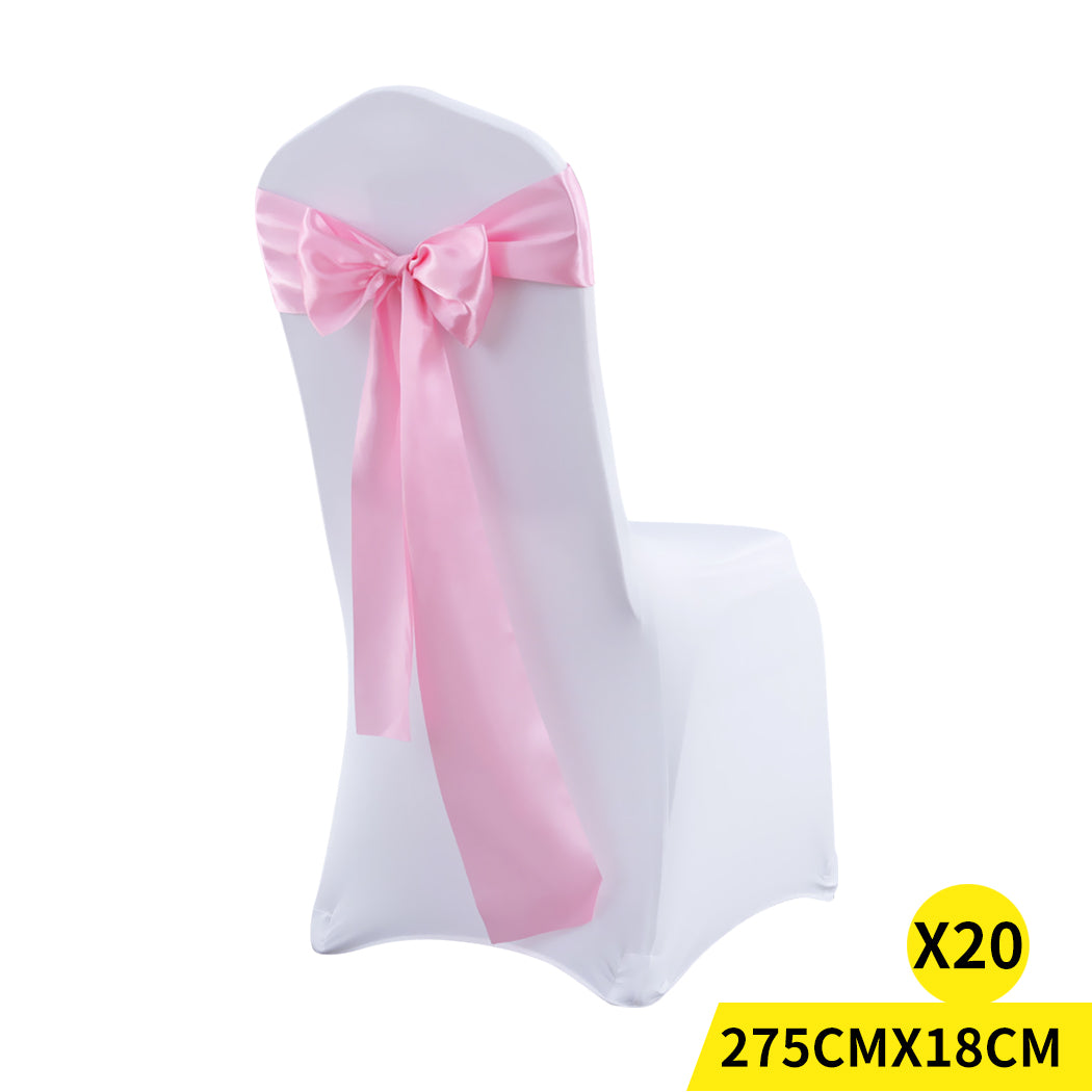 20x Satin Chair Sashes Table Runner Pink