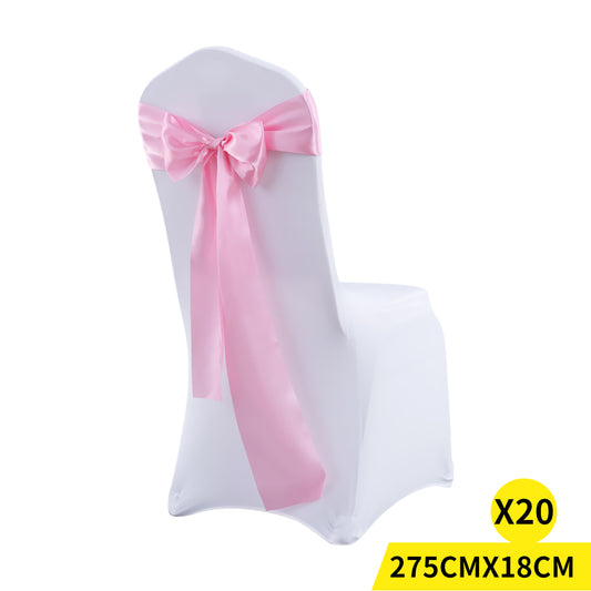 20x Satin Chair Sashes Table Runner Pink