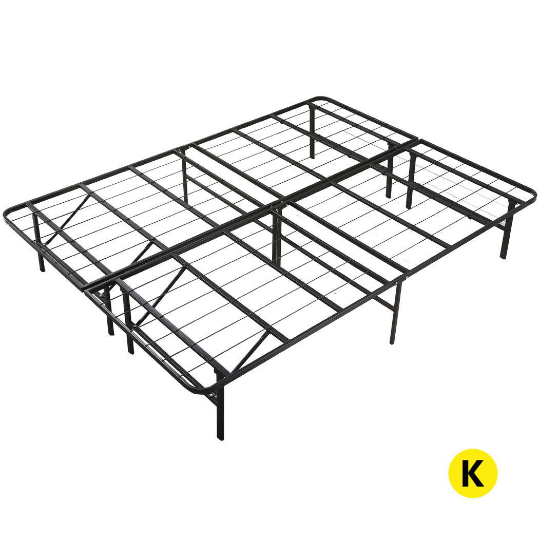 Levede Foldable Metal Bed Frame Mattress Base Platform Air BnB King Size
