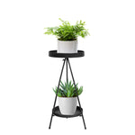 Plant Stand 2 Tiers Outdoor Indoor Metal Flower Pots Rack Garden Grey
