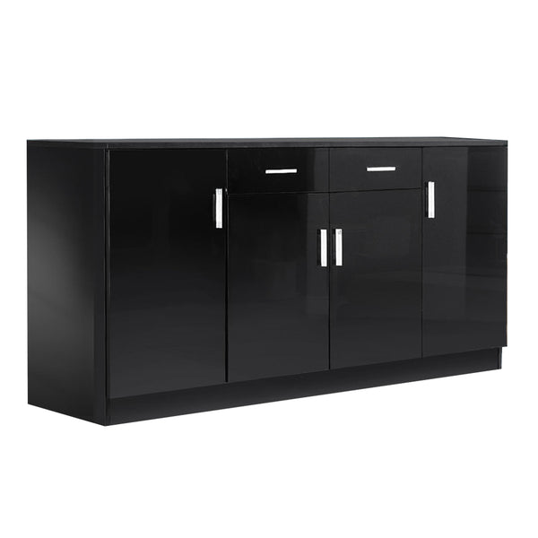  High Gloss Sideboard Storage Cabinet Black