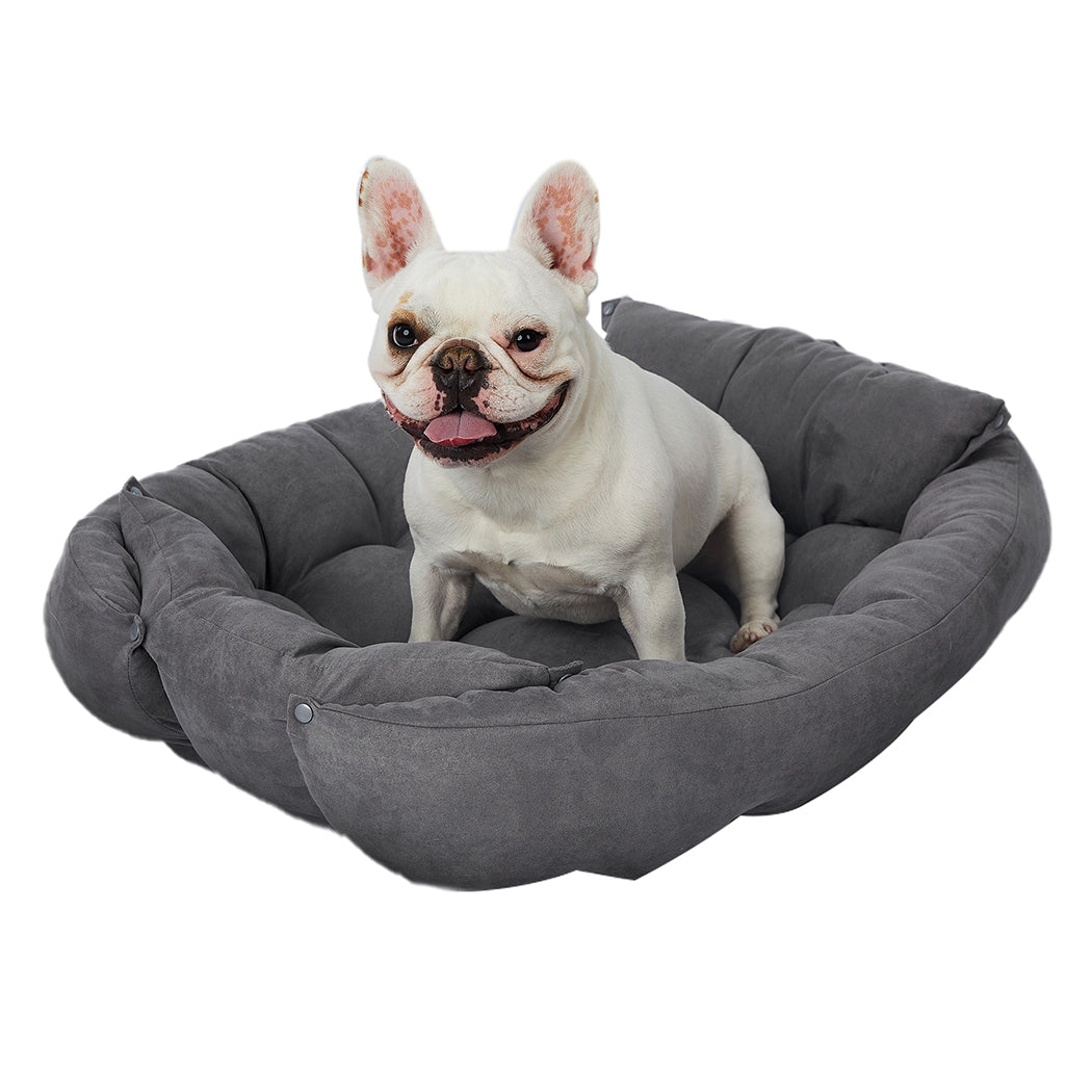 Pet Bed 2 Way Use Dog Cat Soft Warm Calming Mat Grey M 
