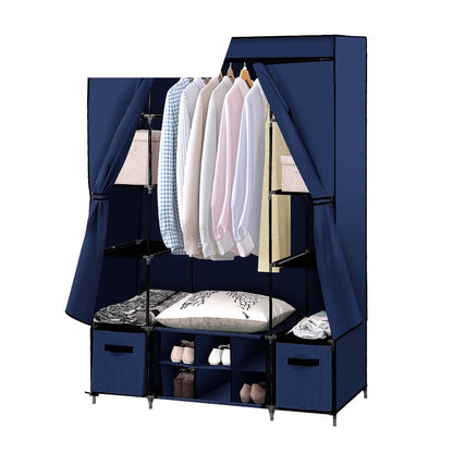 Portable cloth Storage Wardrobes Navy Blue 
