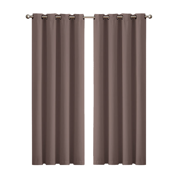  3 Layers Eyelet Blockout Curtains 140x230cm Taupe