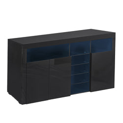Buffet Sideboard Storage Modern High Gloss Cabinet Cupboard Black