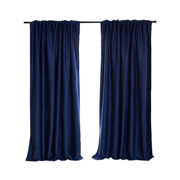  2X Blockout Curtains 132cm x 213cm- Navy