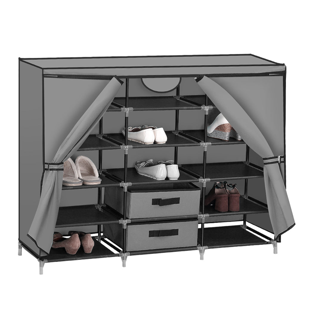 Shoe Rack DIY Portable Storage Cabinet Organiser Stackable Shelf Organizer Grey