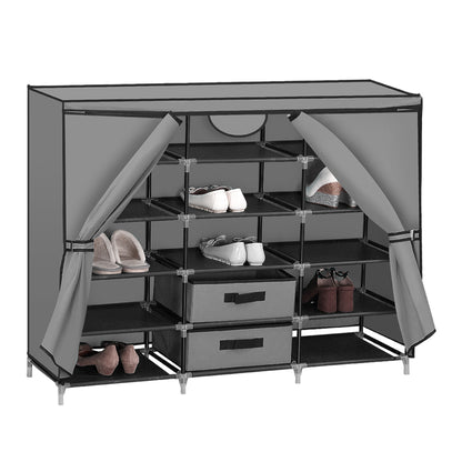 Shoe Rack DIY Portable Storage Cabinet Organiser Stackable Shelf Organizer Grey