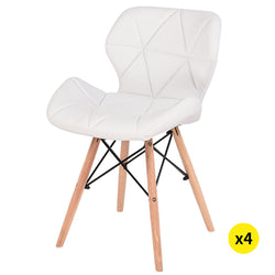 4xPU Leather Dining Chairs-White