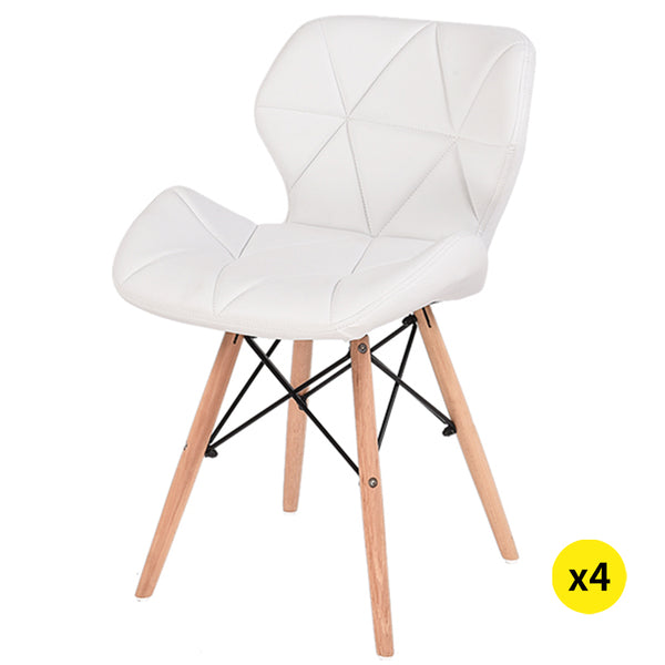  4xPU Leather Dining Chairs-White