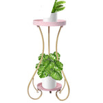 2 Tiers Outdoor Indoor Metal Flower Pots Rack-pink