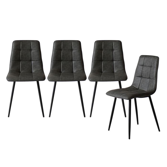 4x Dining Chairs Lounge Room Padded Seat PU Leather Grey/Blue