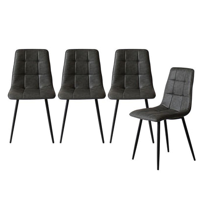 4x Dining Chairs Lounge Room Padded Seat PU Leather Grey/Blue