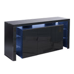 Buffet Sideboard Cabinet Storage Modern High Gloss Cupboard Drawers Black 192cm