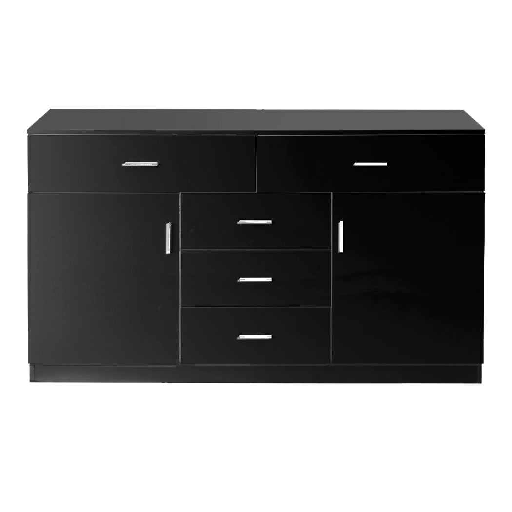 Buffet Sideboard Storage Cabinet Modern High Gloss Cupboard Drawers Black
