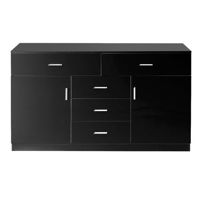 Buffet Sideboard Storage Cabinet Modern High Gloss Cupboard Drawers Black
