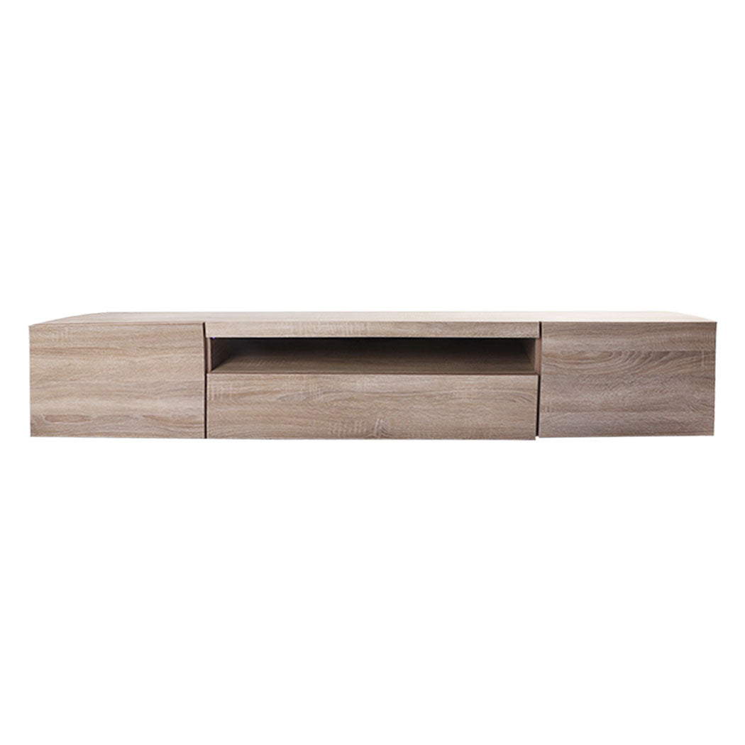 Entertainment Unit Stand RGB LED Furniture Wooden Shelf 200cm 
