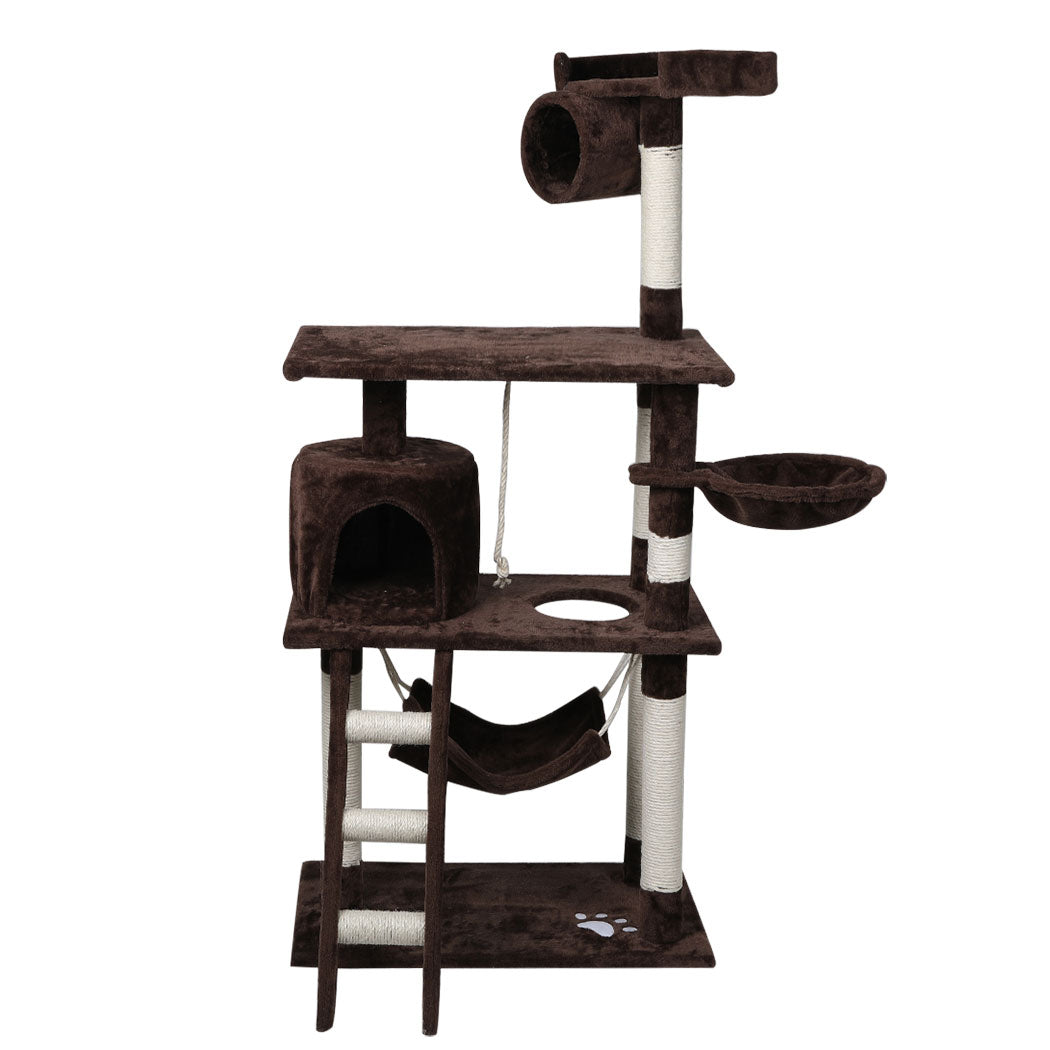 Cat Tree Beastie Scratching Post Pet Scratcher Tower 140cm Dark Brown