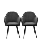 2x Dining Chairs Kitchen Steel Chair Velvet Removable Cushion Seat Covers