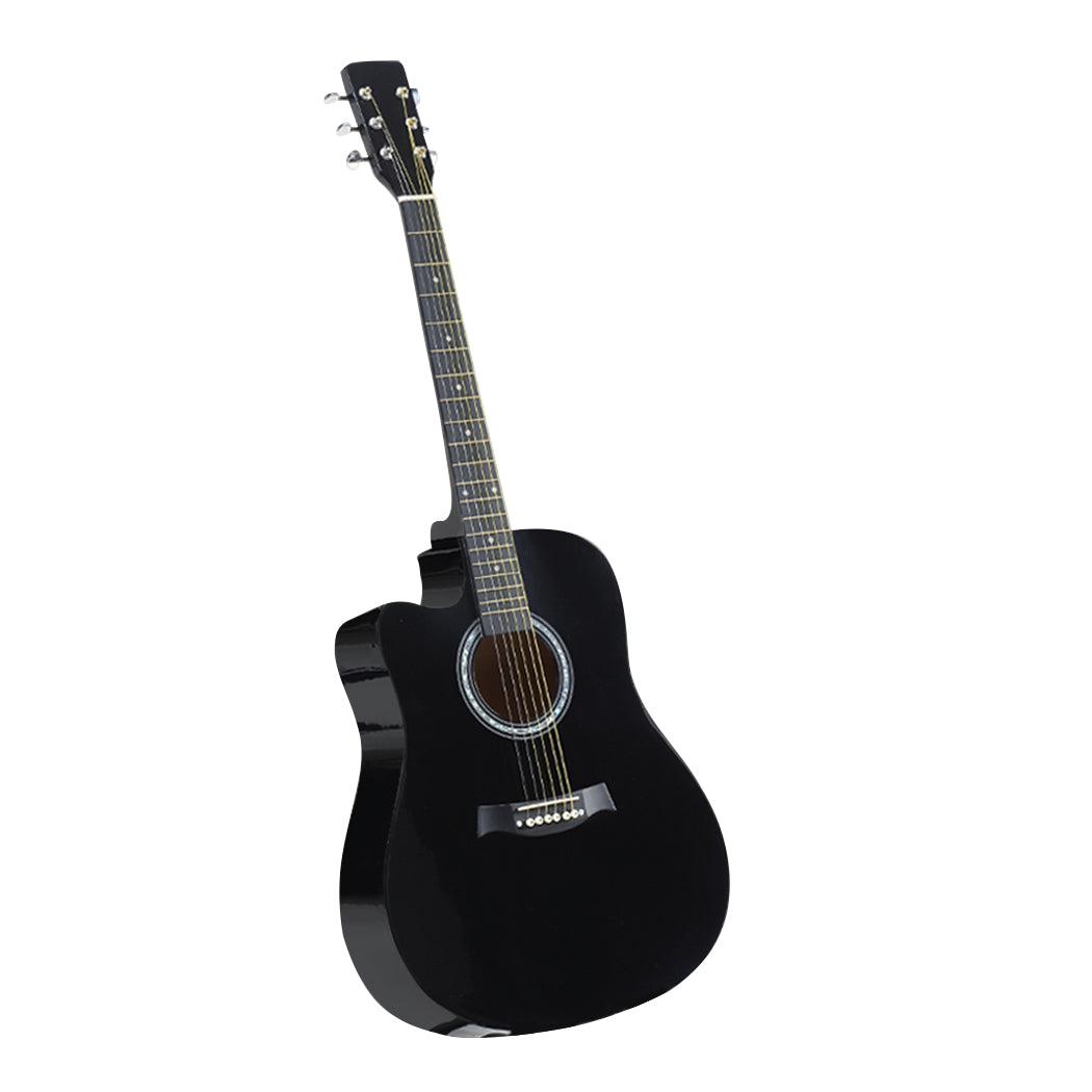 Solid Eco-Rosewood 38 Inch Wooden Folk Acoustic Guitar-Black
