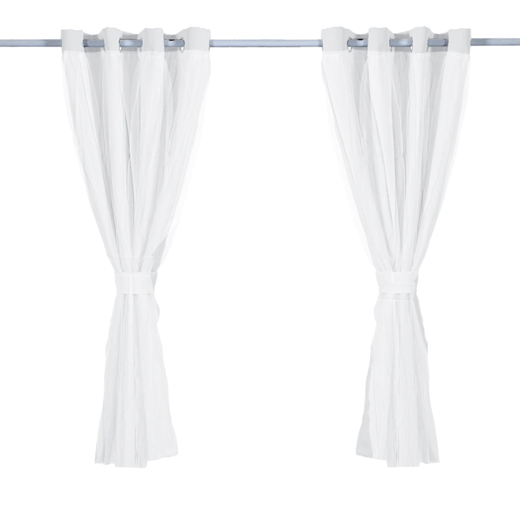 2x Blockout Curtains Panels 3 Layers with Gauze Room Darkening 140x230cm Grey