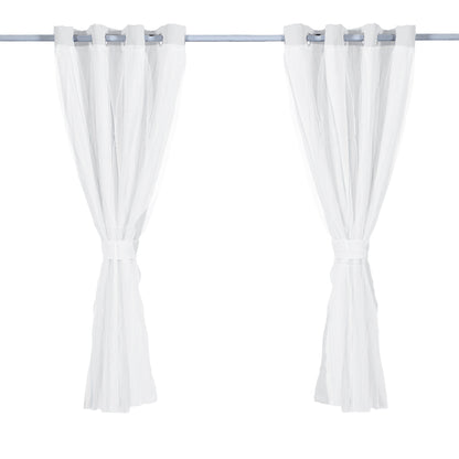 2x Blockout Curtains Panels 3 Layers with Gauze Room Darkening 140x230cm Grey