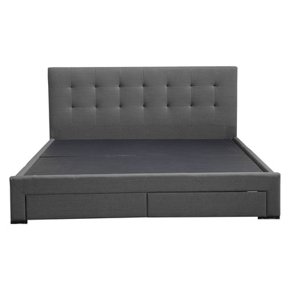 Bed Frame King Fabric With Drawers Grey