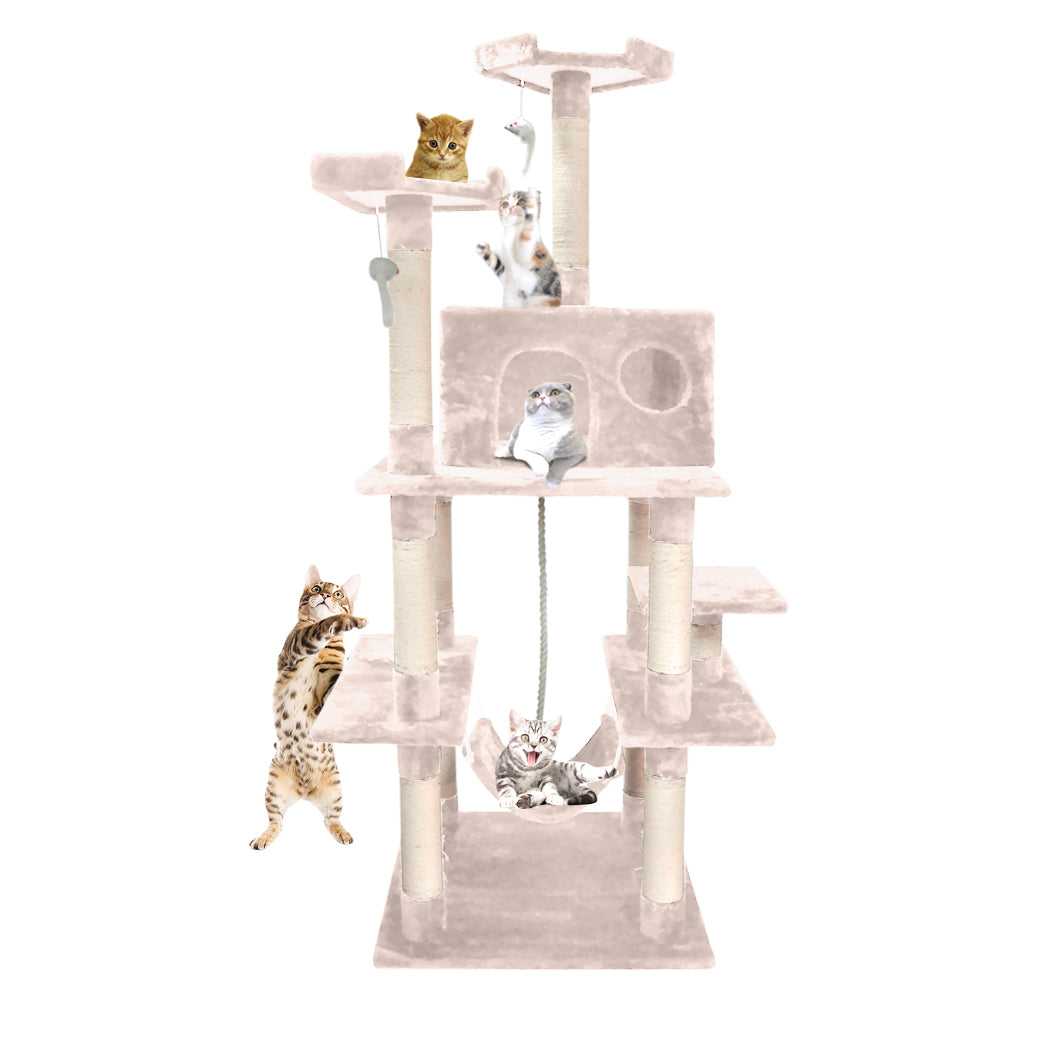 1.83M Cat Scratching Post Tree House Dark Cream 
