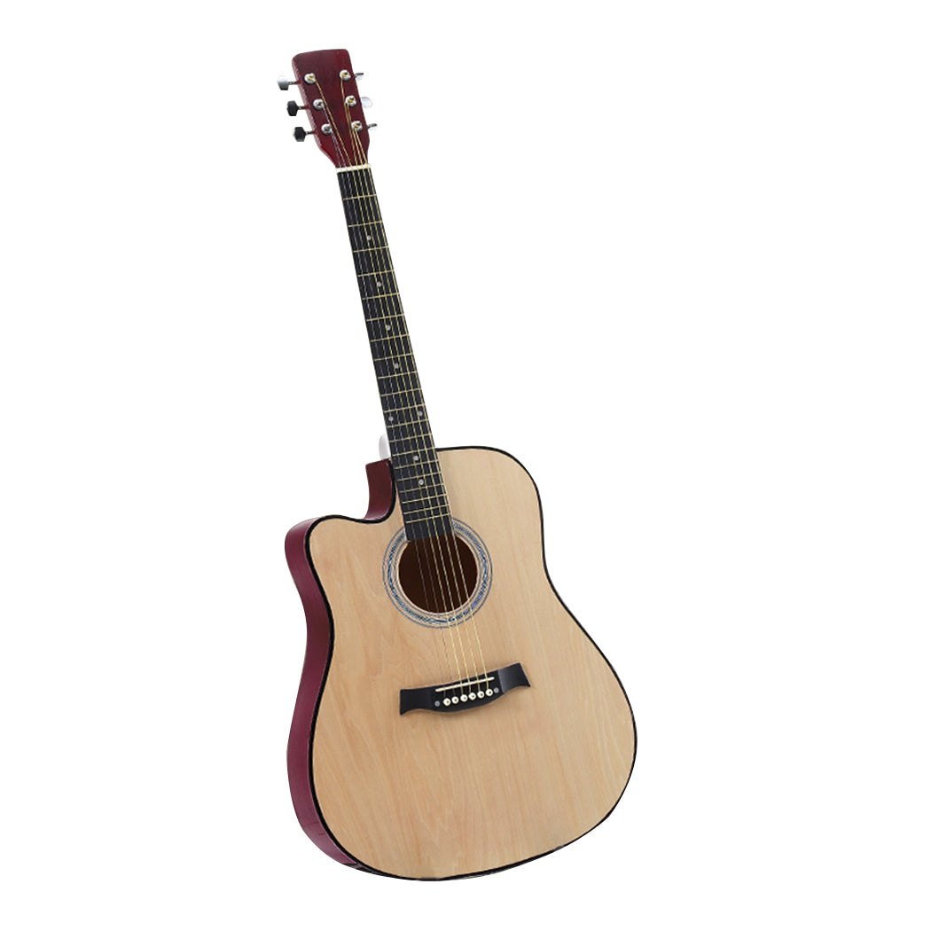 Sleek lacquer finish 41 Inch Wooden Folk Acoustic Guitar- Nature