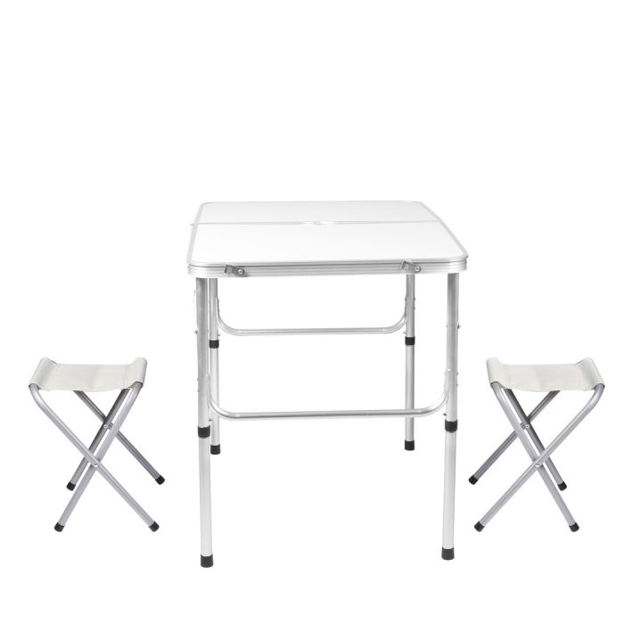 Outdoor Foldable Camping Table Chair Set-Silver
