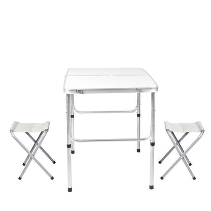 Outdoor Foldable Camping Table Chair Set-Silver