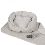 Pet Bed Set Dog Cat Quilted Blanket Beige L