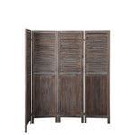 Room Divider Folding Screen Privacy Dividers Stand Wood 4 Panel Brown