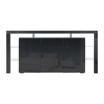 Buffet Sideboard Cabinet Storage Modern High Gloss Cupboard Drawers Black 192cm